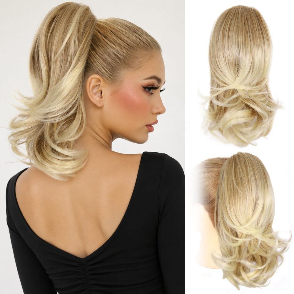 14 Inch Blonde Ponytail Extension, Clip on Ponytails for Women, 18A-205H007
